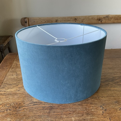 Large teal blue velvet drum - large,